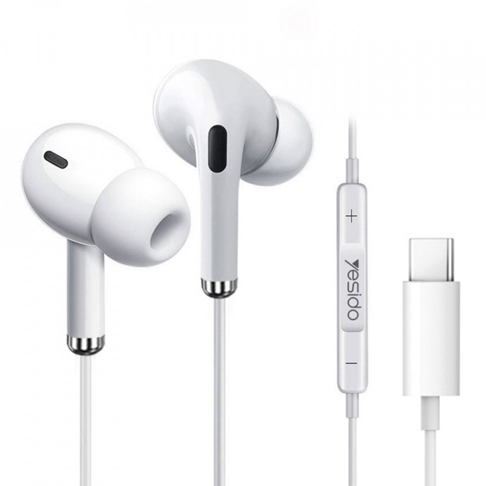Casti In-ear, Stereo (YH-35) cu Microfon, Type-C, 1.2M, Yesido - Alb