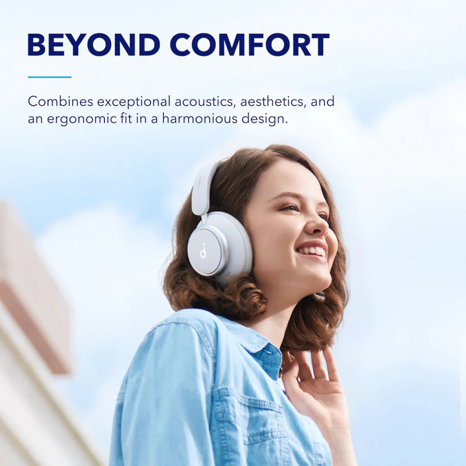 Casti On-Ear Bluetooth 5.3, Noise Cancelling, USB-C - Anker Space Q45 (A3040G21) - White - 2 | YEO