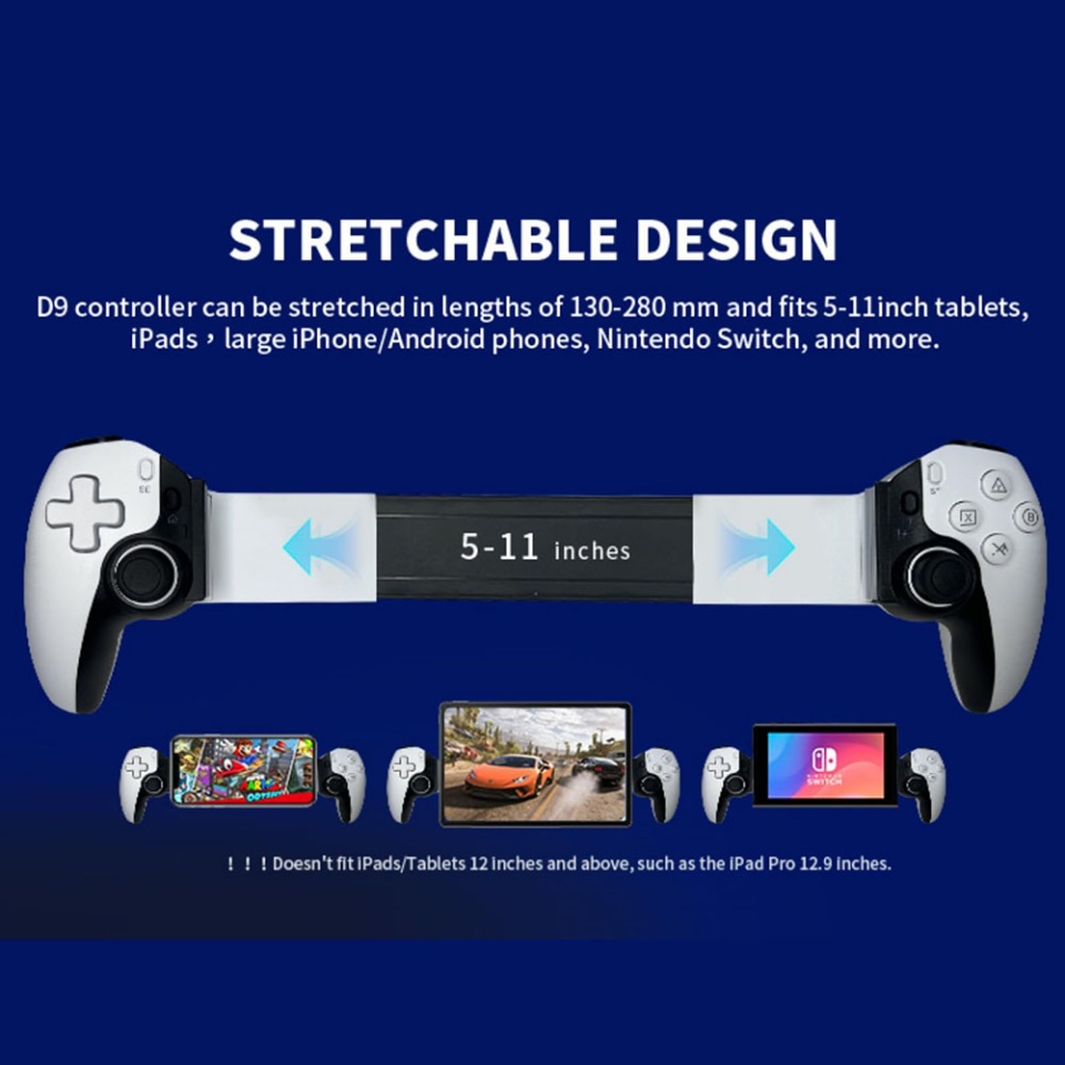 Controller Wireless Bluetooth 5.2 Universal, Compatibil Android/iOS/PS4/Switch, BSP-D9, set cu sticker, Alb;albastru - 1 | YEO