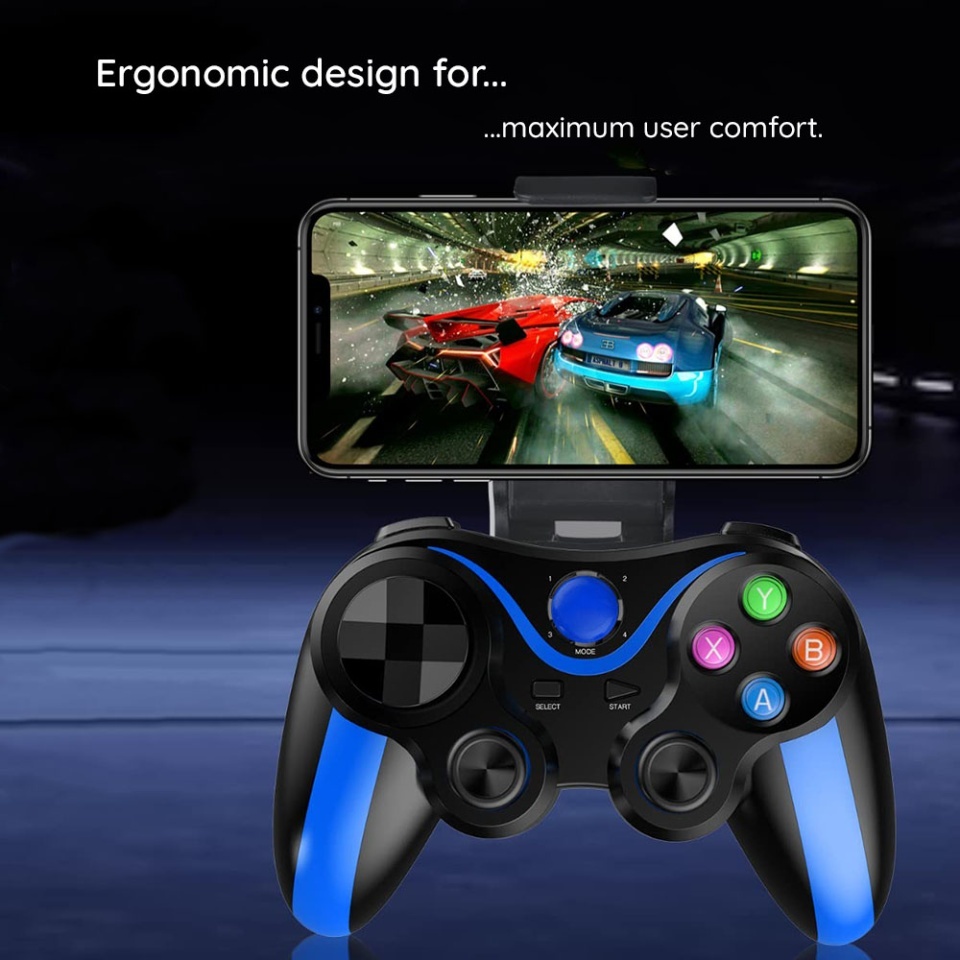 Controller Wireless V13, Compatibil Compatibil telefoane, tablete, TV Box, set cu sticker, Negru;albastru - 2 | YEO