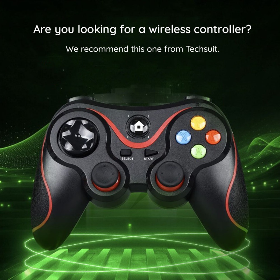 Controller Wireless V8, Compatibil Compatibil telefoane, tablete, TV Box, set cu sticker, Negru;rosu - 2 | YEO