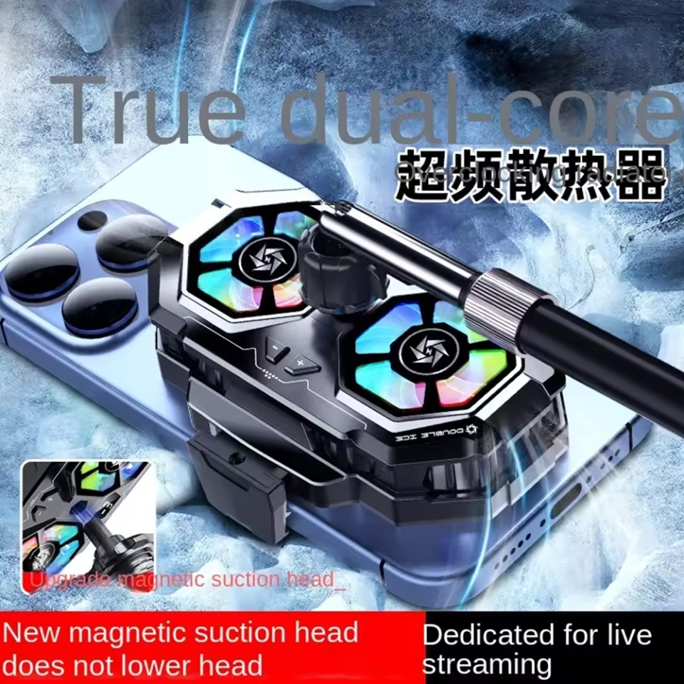 Cooler magnetic pentru telefon SL22, cu lumini RGB, detasabil, racire rapida, buton viteze, Universal, set cu sticker, Negru - 3 | YEO