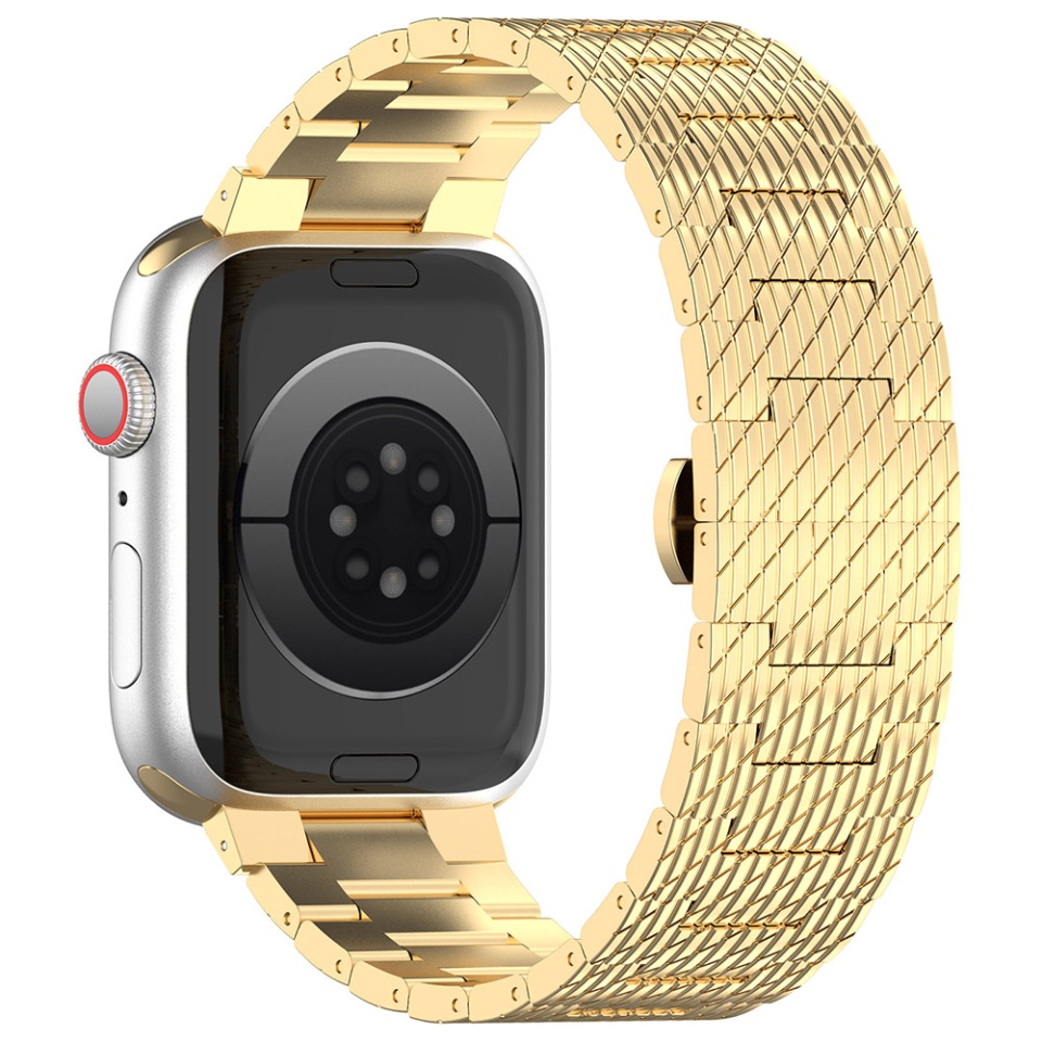 Curea Otel Inoxidabil pentru Apple Watch 1/2/3/4/5/6/7/8/9/SE/SE 2/Ultra/Ultra 2 (42/44/45/49mm), SKDR BandPro W052 - Auriu - 2 | YEO