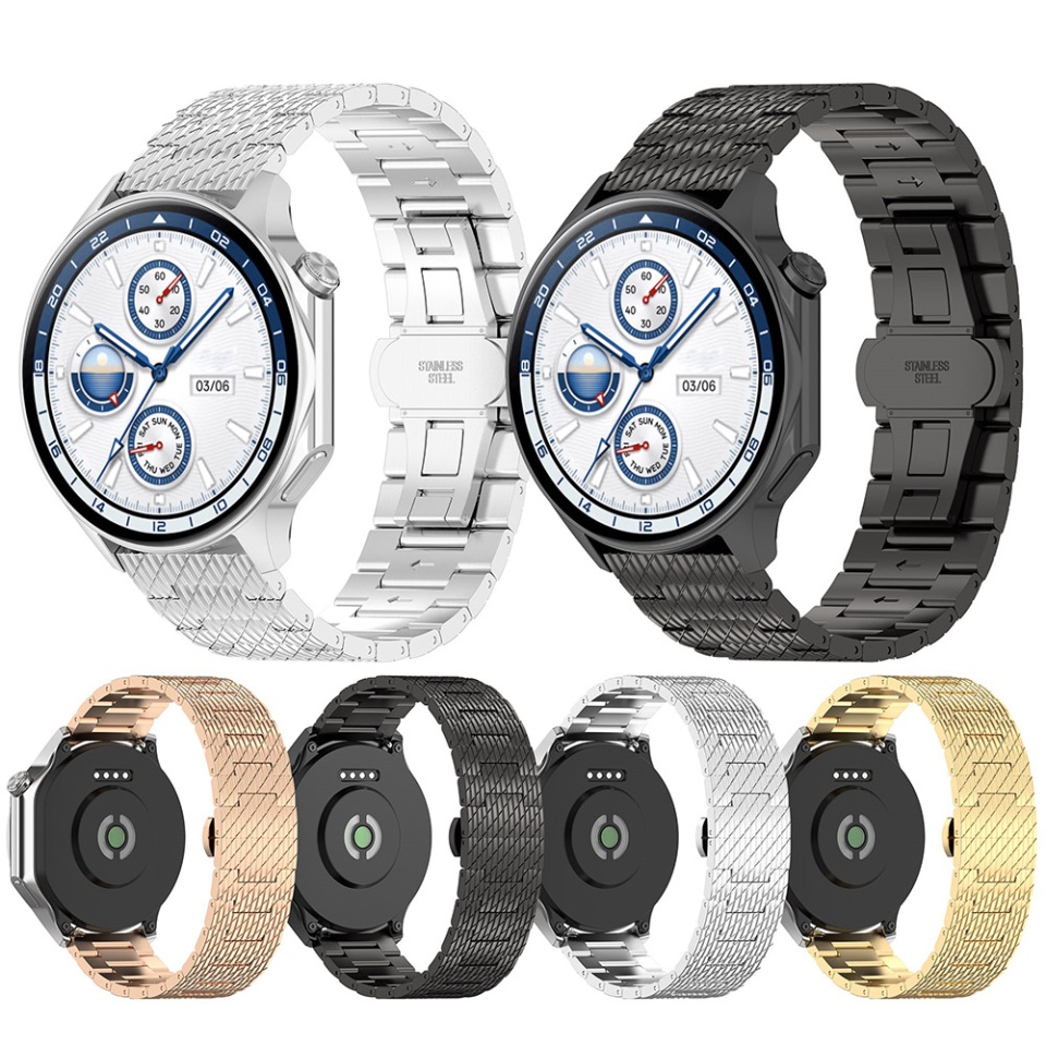 Curea Otel Inoxidabil pentru Samsung Galaxy Watch 4/5/Active 2, Huawei Watch GT 3 (42mm)/GT 3 Pro (43mm), 20mm, SKDR BandPro W052 - Argintiu - 5