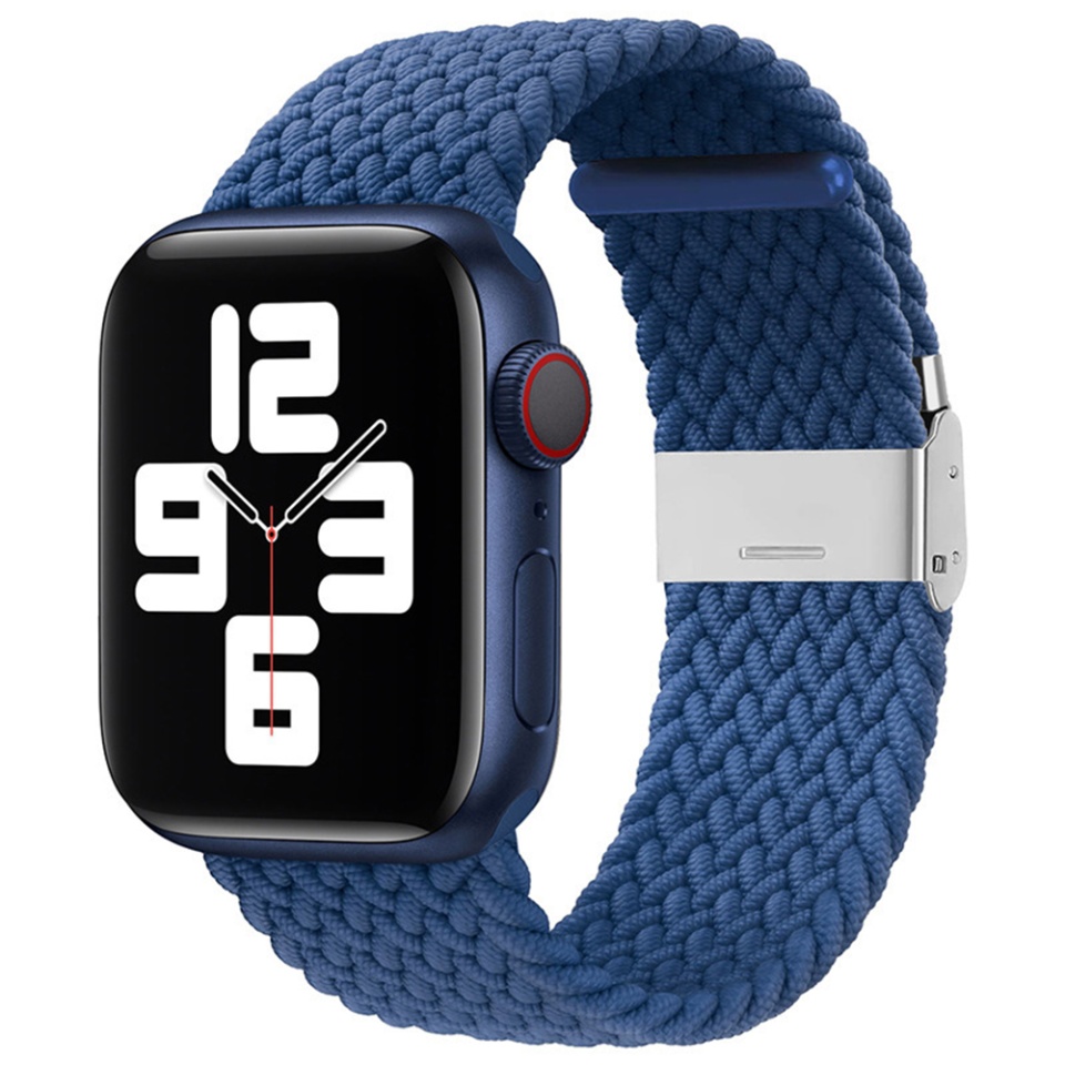 Curea pentru Apple Watch 1/2/3/4/5/6/7/8/9/SE/SE 2 (38/40/41mm), Ajustabila, Premium, SKDR BandPro W032 - Bleumarin