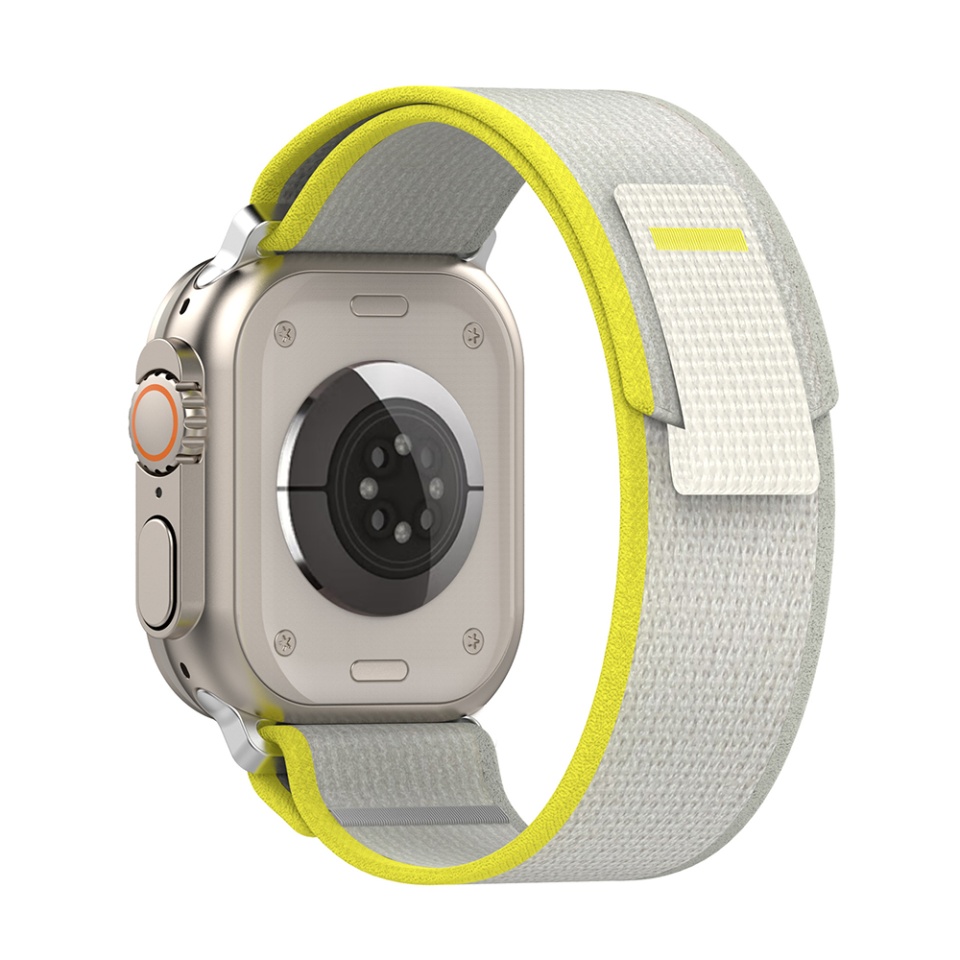 Curea pentru Apple Watch 1/2/3/4/5/6/7/8/9/SE/SE 2 (38/40/41mm), Reglabila, Premium, prindere Arici, SKDR BandPro W039 - Galben