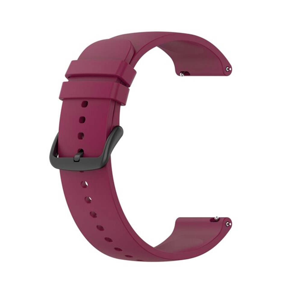 Curea Slicon pentru Samsung Galaxy Watch 4/5/Active 2, Huawei Watch GT 3 /GT 3 Pro, 22mm, Catarama Neagra, SKDR BandPro W001 - Visiniu