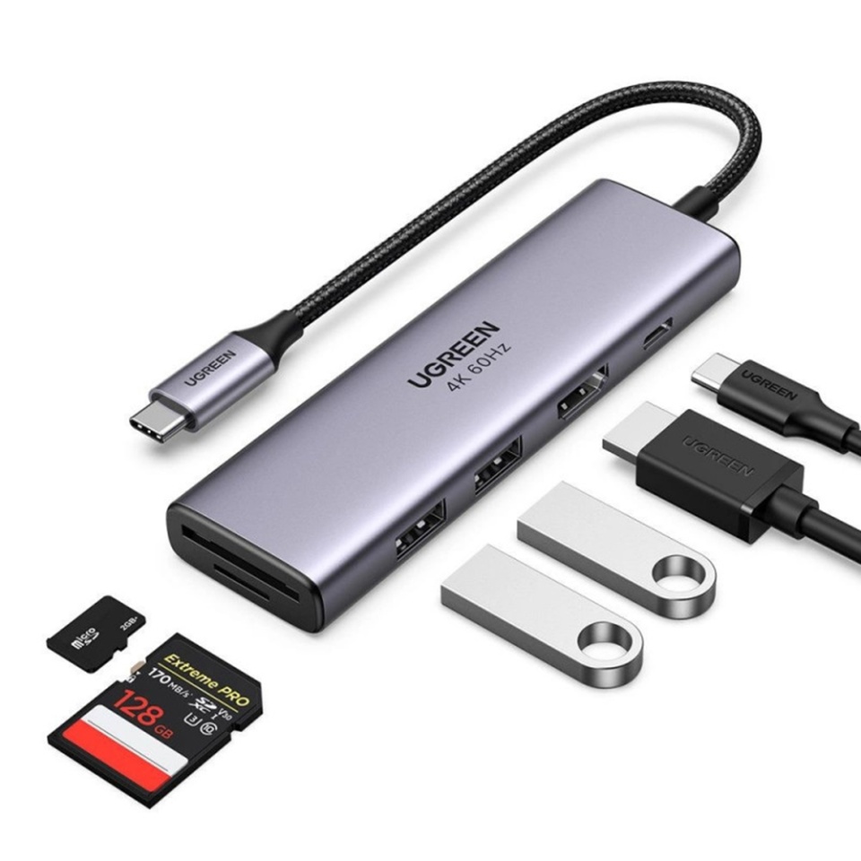 Docking Station Type-C la 2x USB, HDMI 4K, SD/TF Card, Ugreen CM511 60384, Gri - 1 | YEO
