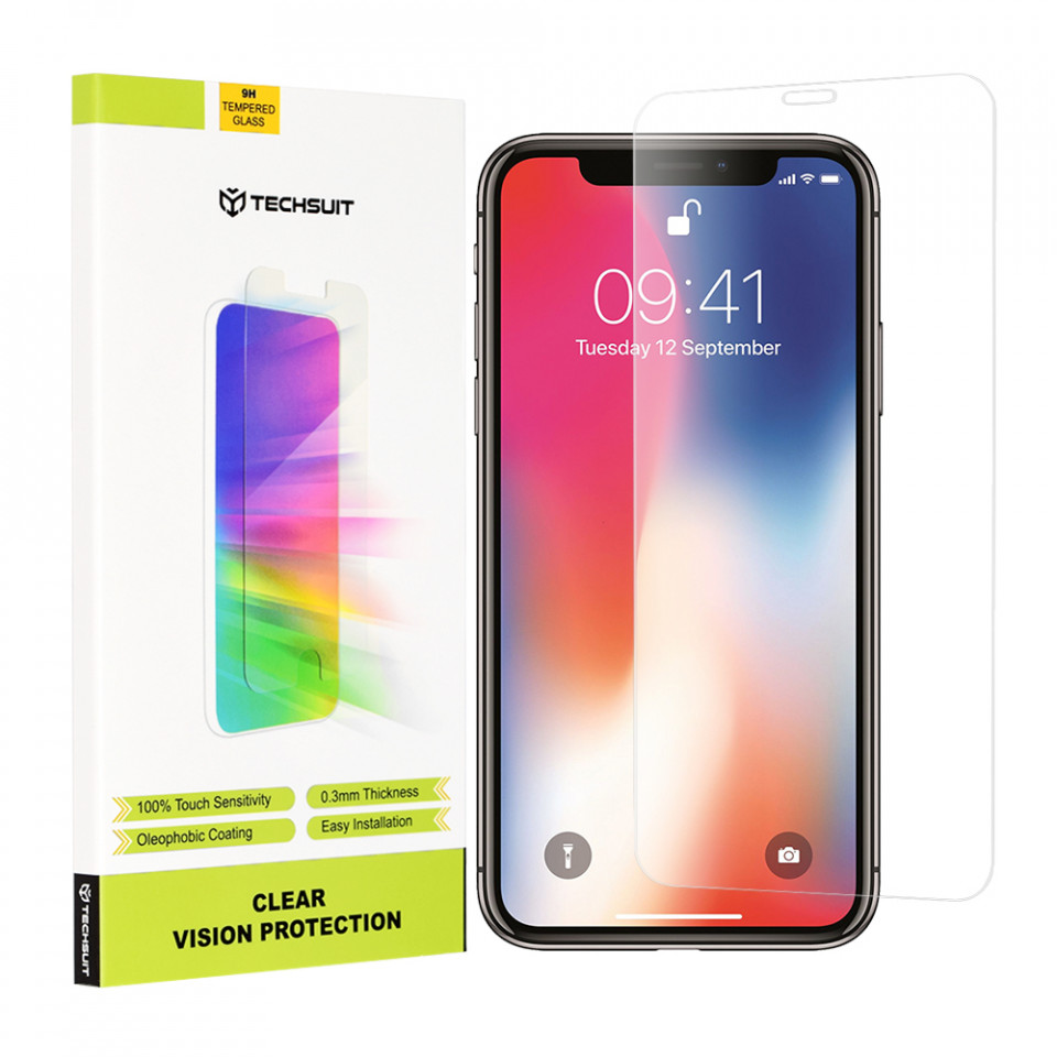 Folie Apple iPhone X, iPhone 10, Techsuit Clear Vision Glass - Transparent