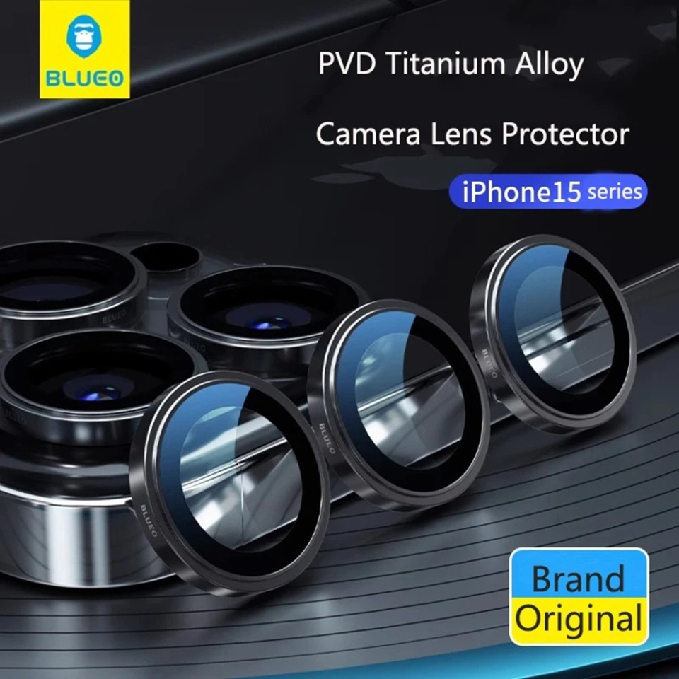 Folie Camera pentru iPhone 15 Pro /iPhone 15 Pro Max /iPhone 16 Pro /iPhone 16 Pro Max, 99 Anti-Reflective Lens Glass Blueo, Protectie camera telefon, Negru - 3 | YEO