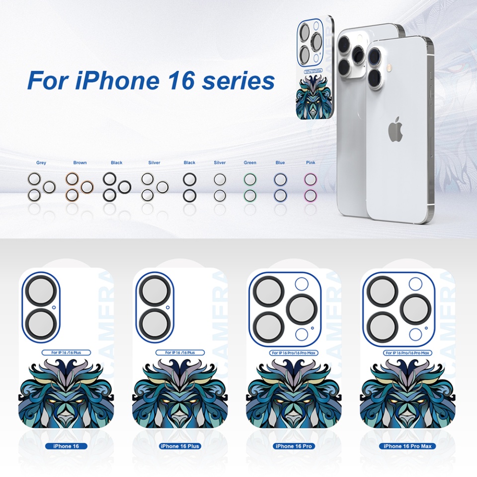 Folie camera pentru iPhone 16 Pro / 16 Pro Max, S+ Camera Glass Protector, Transparent - 2 | YEO