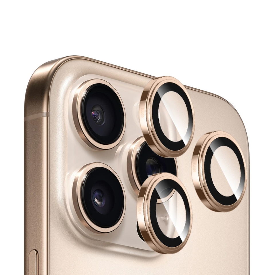 Folie Camera pentru iPhone 16 Pro / iPhone 16 Pro Max, Sapphire Crystal Original Lens Glass Blueo, Protectie camera telefon, Negru