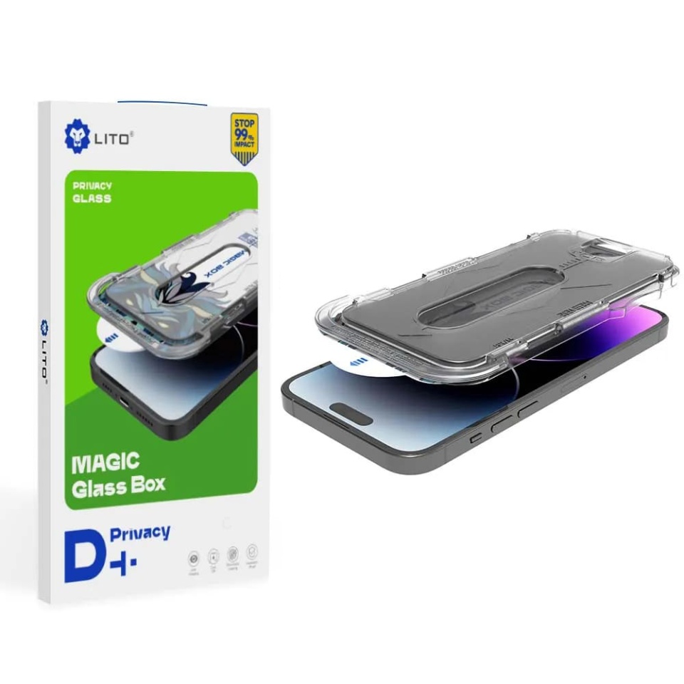 Folie de Sticla iPhone 11 / XR, Claritate Maxima, Lito, Magic Glass Box D+ Tools, Negru / Privacy - 1 | YEO