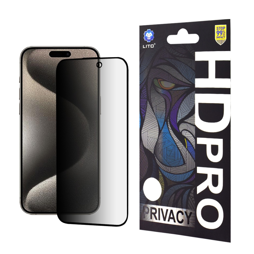 Folie de Sticla iPhone 15 Pro Max, Sticla Securizata, Lito, HD Pro, Privacy