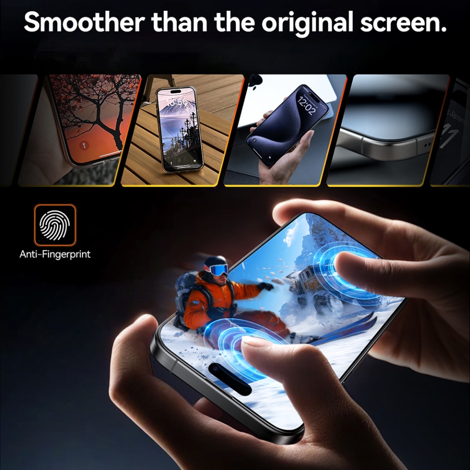 Folie de Sticla iPhone 16, Torras, GlassGo Install Master, Transparent/ Negru - 3 | YEO