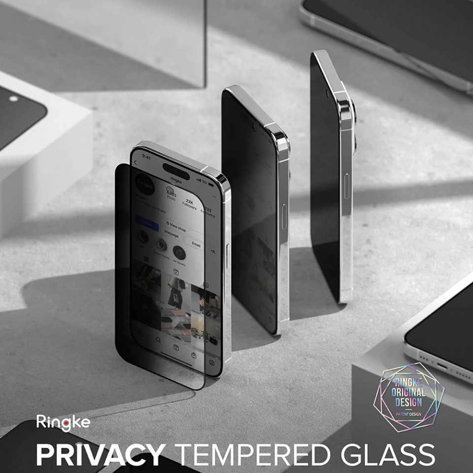 Folie iPhone 15 Pro din sticla securizata, Ringke Cover - Privacy - 1 | YEO