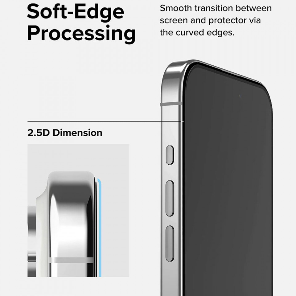 Folie iPhone 15 Pro Max din sticla securizata, Ringke Cover - Negru - 3 | YEO