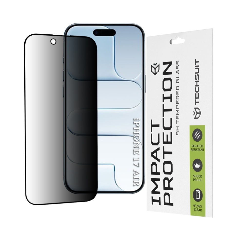 Folie pentru iPhone Air, Anti-spy Ultra HD, Protectie 9H, Montare Simplă, 111D, set cu sticker, Privacy