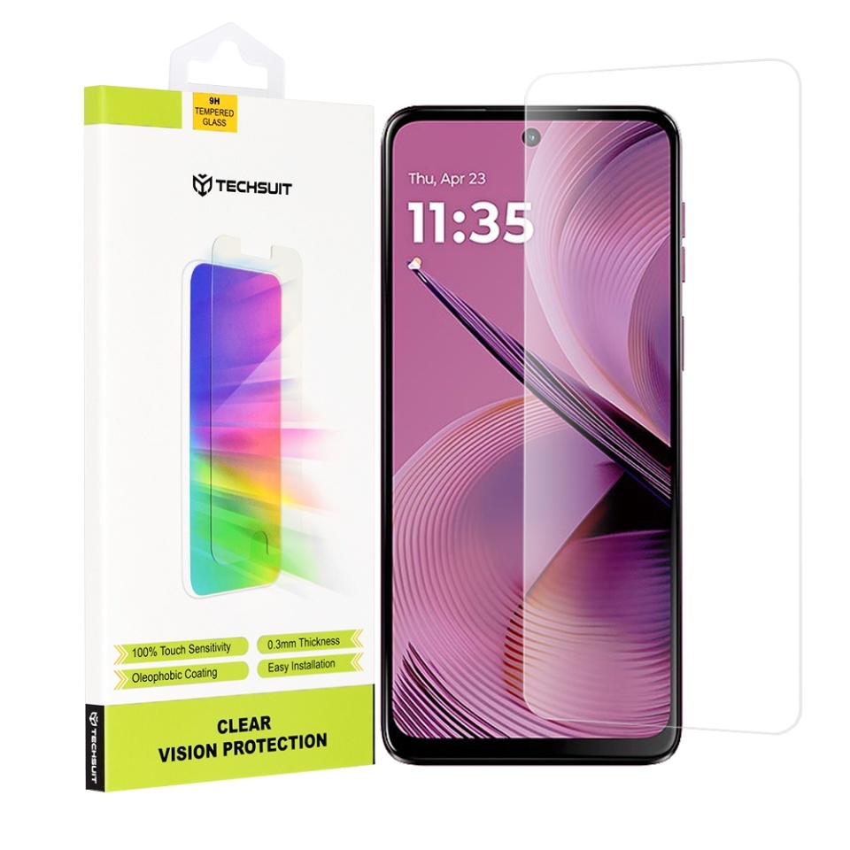 Folie pentru Motorola Moto G55, SKYDDAR INNOVATION, Protectie 9H, 0.3mm, Clear Vision, set cu sticker, Transparent