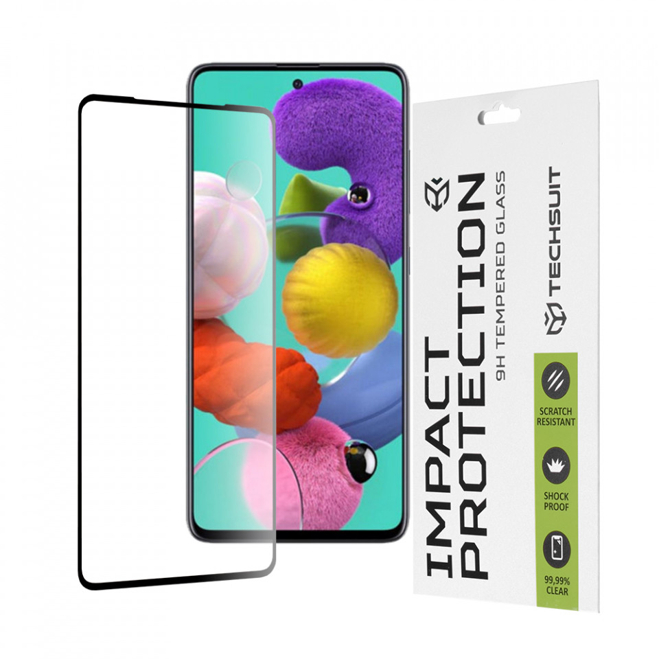 Folie Samsung Galaxy A51, ce acopera tot ecranul 111D, Techsuit - Negru