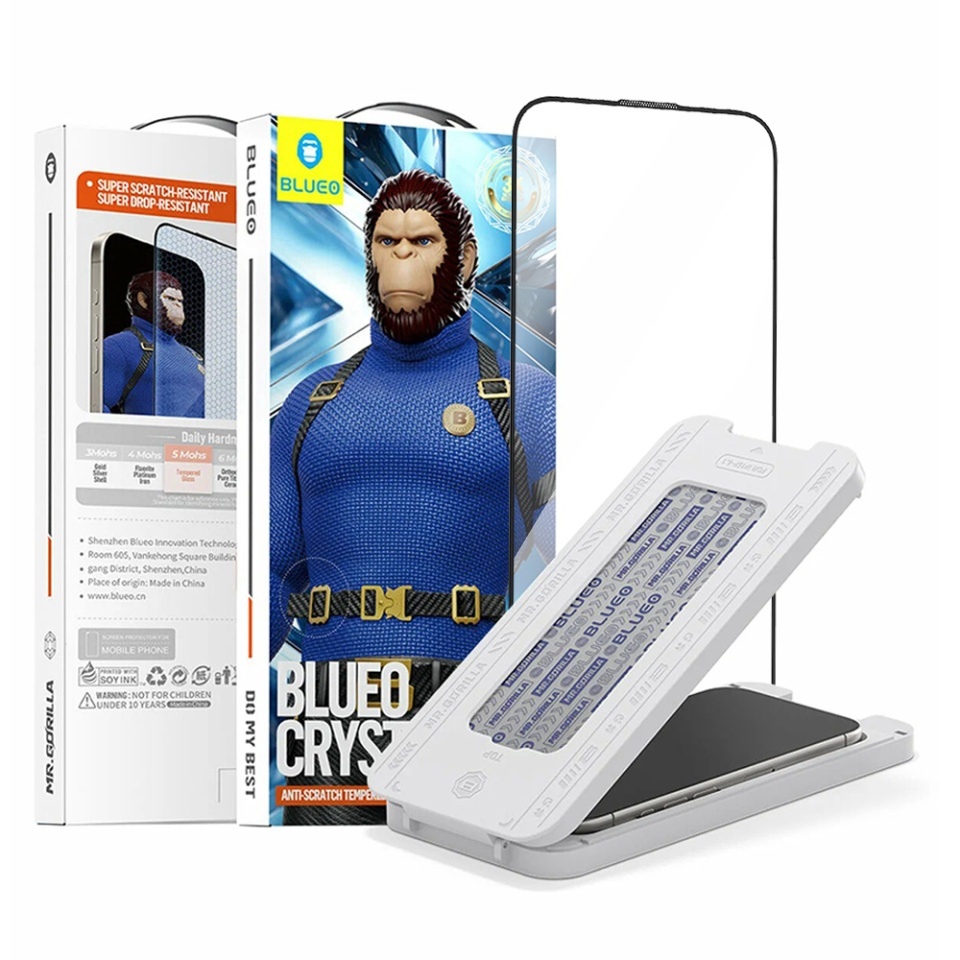 Folie Sticla pentru iPhone 15 Pro Max, Crystal Anti-Scratch, Blueo, Negru