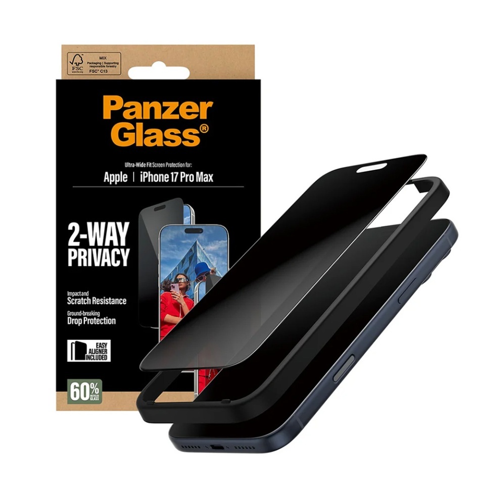 Folie Sticla pentru iPhone 17 Pro Max, Ultra-Wide Fit w. EasyAligner, PanzerGlass, Anti-Soc si Anti-Bule, Transparent