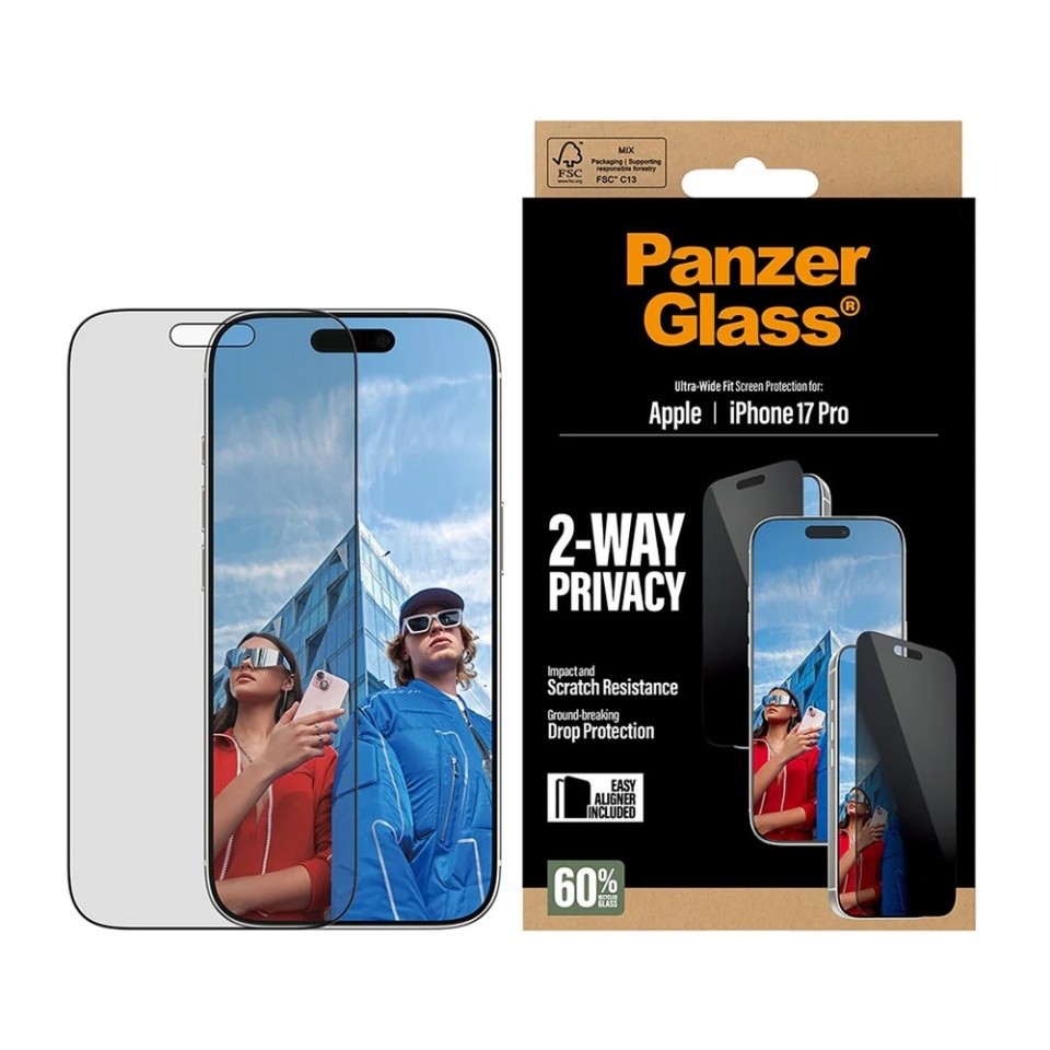 Folie Sticla pentru iPhone 17 Pro, Ultra-Wide Fit w. EasyAligner, PanzerGlass, Anti-Soc si Anti-Bule, Transparent - 2 | YEO