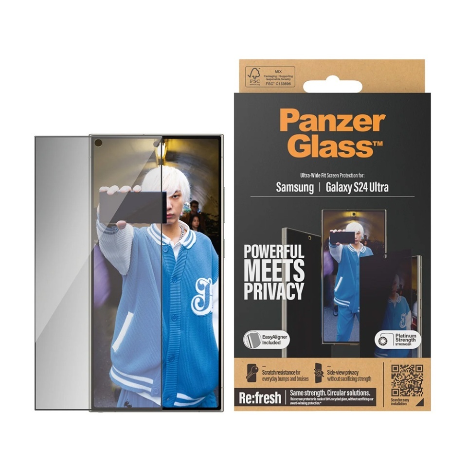 Folie Sticla pentru Samsung Galaxy S24 Ultra, Ultra-Wide Fit w. EasyAligner, PanzerGlass, Anti-Soc si Anti-Bule, Transparent