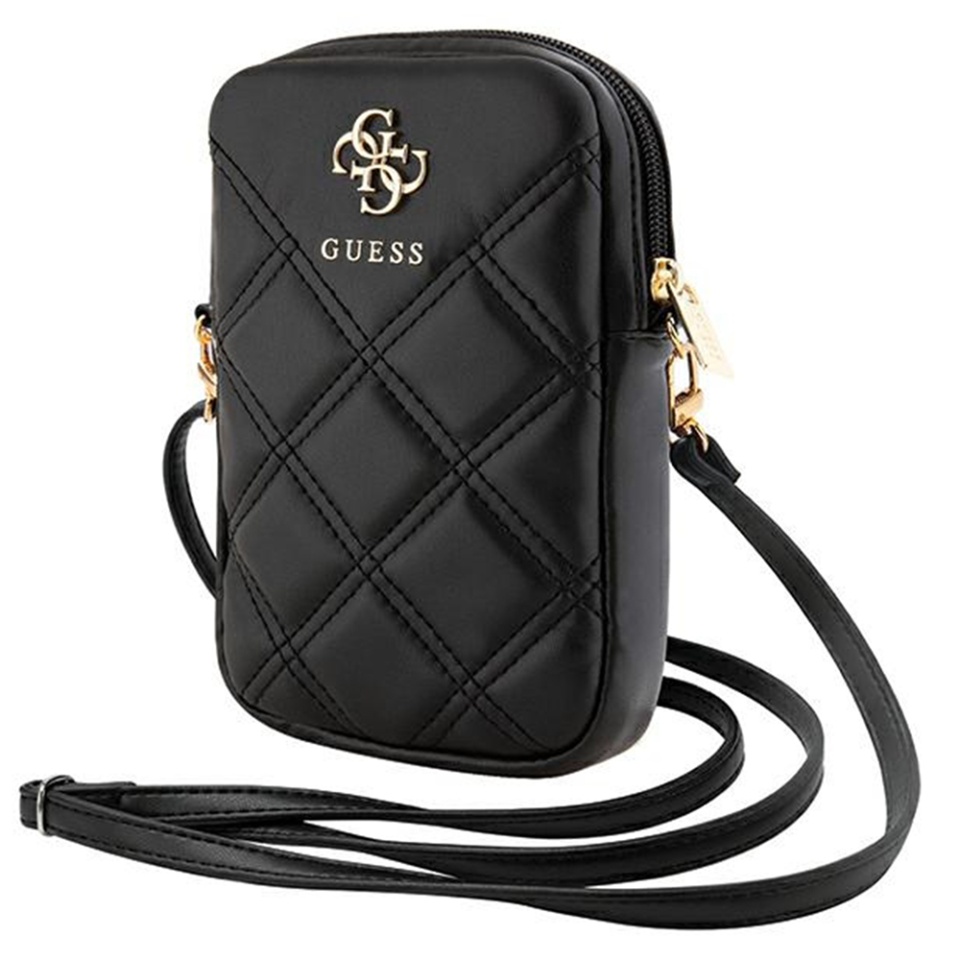 Geanta Guess, Piele Ecologica, Zip Quilted 4G, Negru