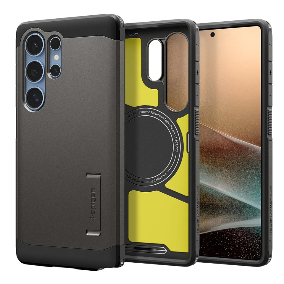 Husa Antisoc Samsung Galaxy S25 Ultra, Spigen Tough Armor - Cenusiu