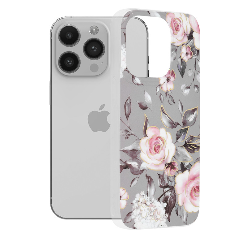 Husa Apple iPhone 14 Pro Marble Series, Techsuit - Bloom of Ruth Gray