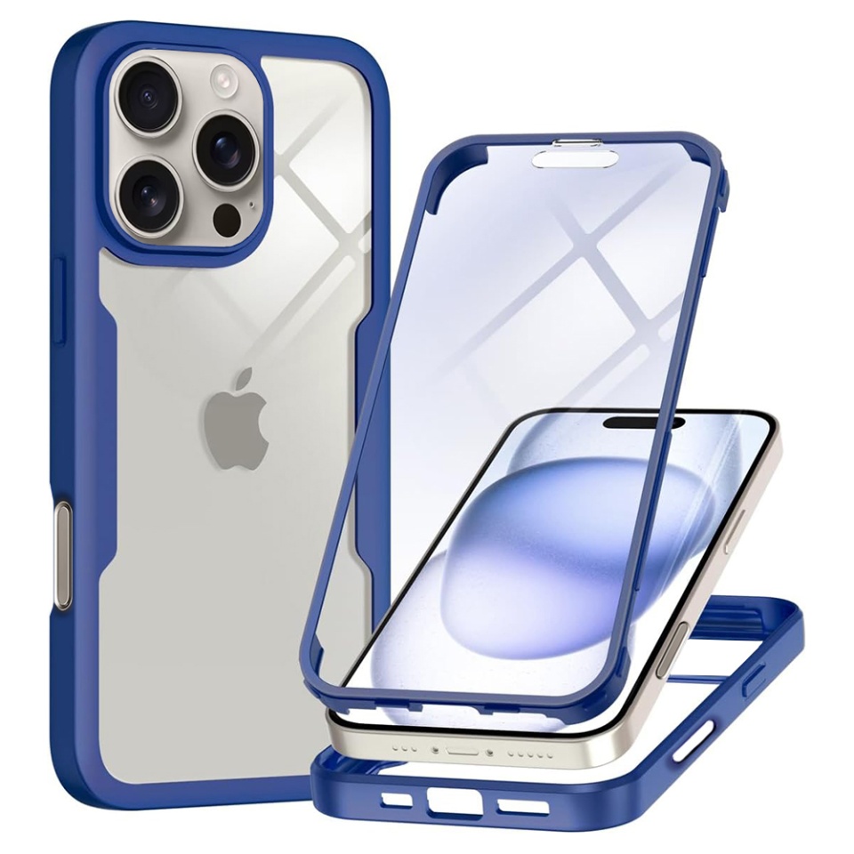 Husa + Folie pentru iPhone 16 Pro Max, SKYDDAR INNOVATION, [Pachet 360°] ColorVerse MagSafe, Albastru, set cu sticker