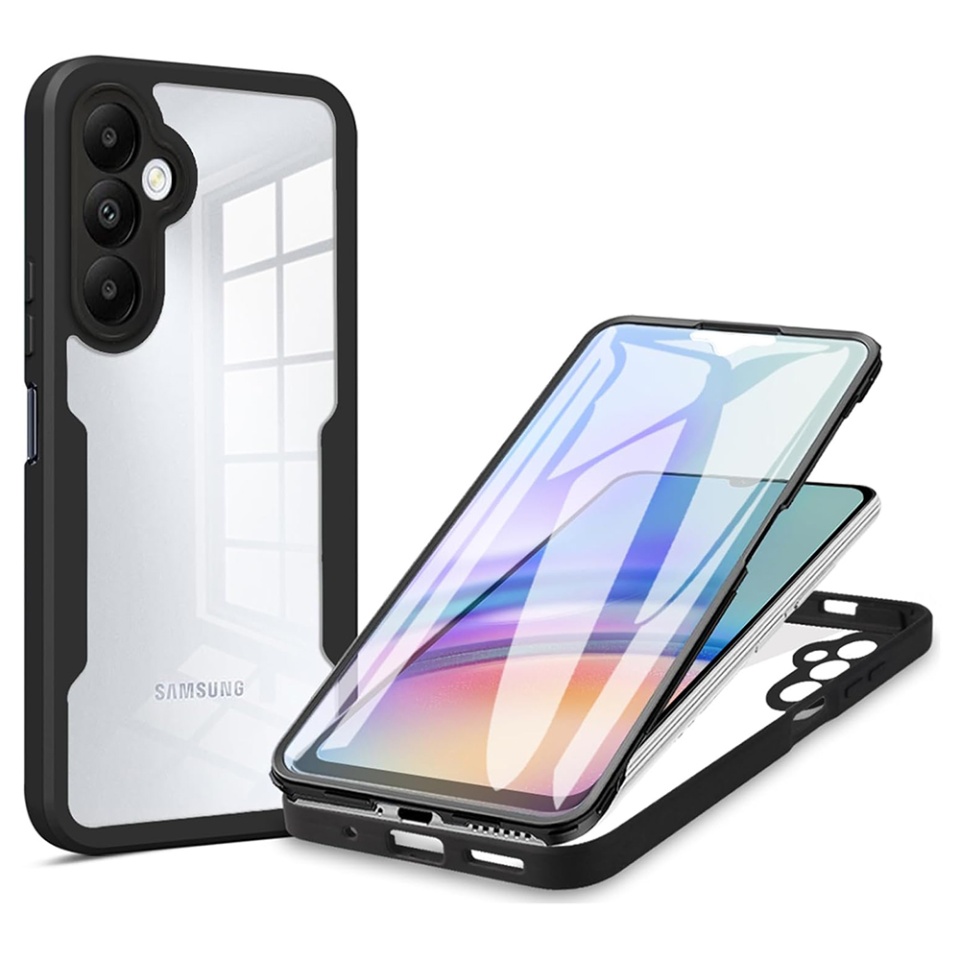 Husa + Folie pentru Samsung Galaxy A25 5G, SKYDDAR INNOVATION, [Pachet 360°] ColorVerse, Negru, set cu sticker