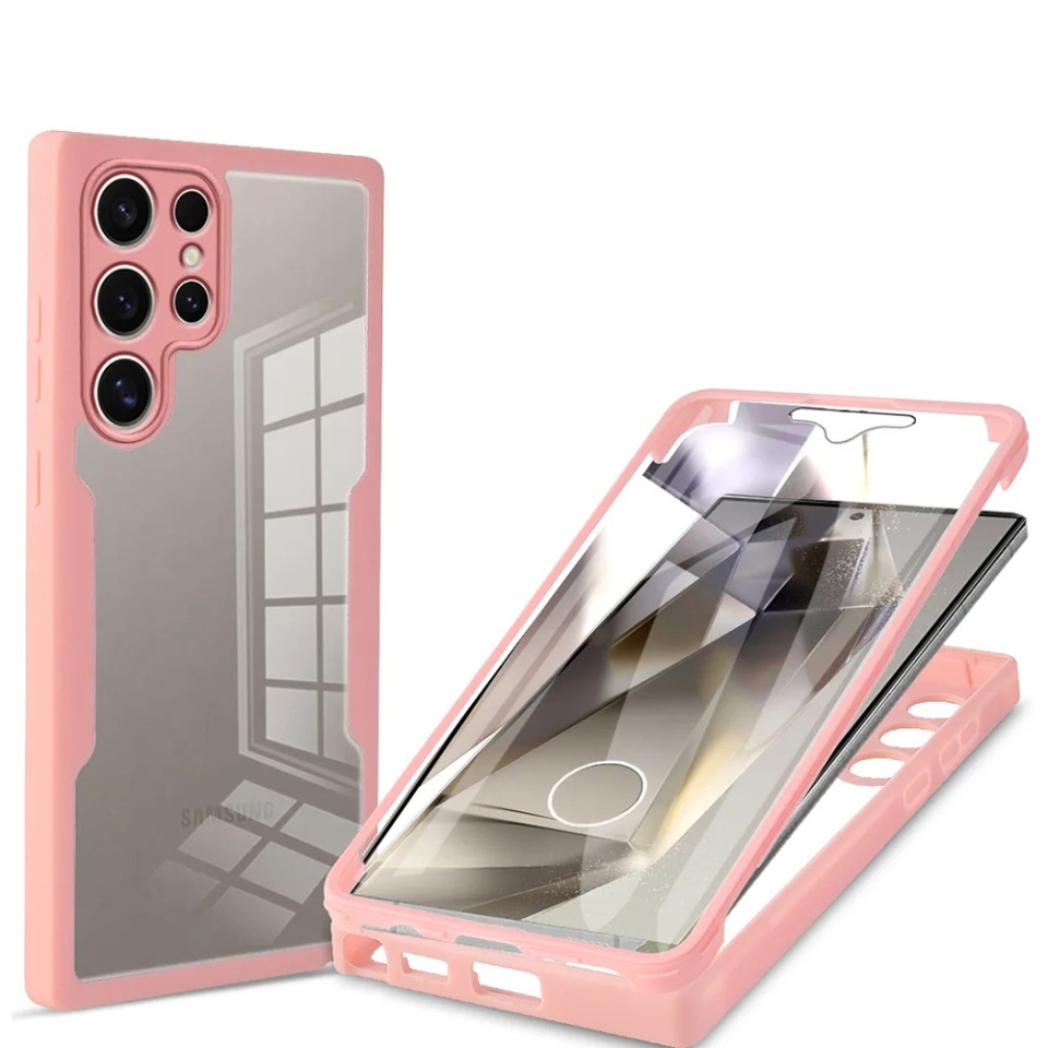 Husa + Folie pentru Samsung Galaxy S24 Ultra, SKYDDAR INNOVATION, [Pachet 360°] ColorVerse, set cu sticker, Roz