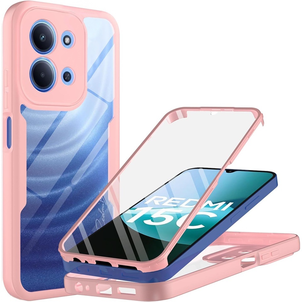Husa + Folie pentru Xiaomi Redmi 15C 4G / Redmi 15C 5G, SKYDDAR INNOVATION, [Pachet 360°] ColorVerse, set cu sticker, Roz