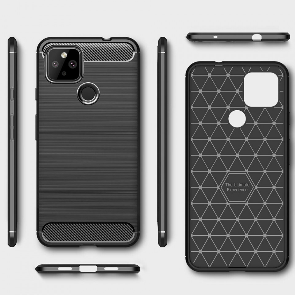 Husa Google Pixel 4a 5G din silicon, Slim, cu textura Fibra Carbon - Negru - 1 | YEO