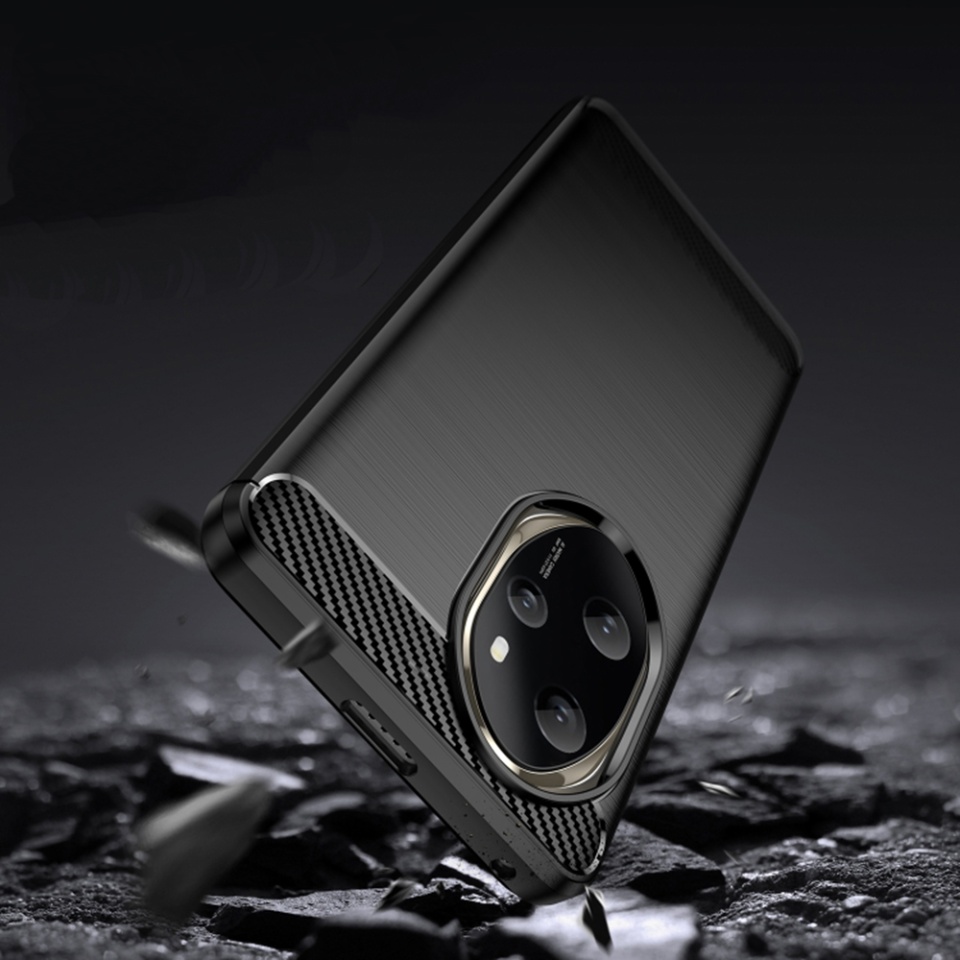 Husa Honor 200 Pro din silicon, Slim, cu textură Fibra Carbon - Negru - 2 | YEO