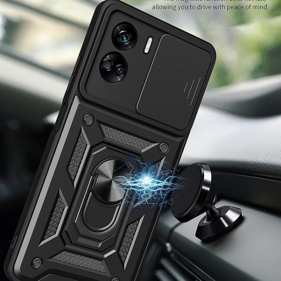 Husa Honor 90 Lite cu inel magnetic si protectie camera Skyddar CamShield - Negru - 2 | YEO