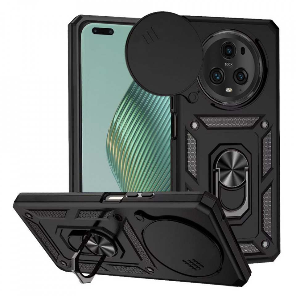 Husa Honor Magic5 Pro cu inel magnetic si protectie camera Skyddar CamShield - Negru