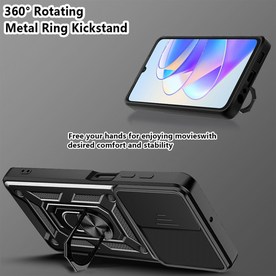 Husa Honor X7a cu inel magnetic, Techsuit CamShield - Negru - 2 | YEO