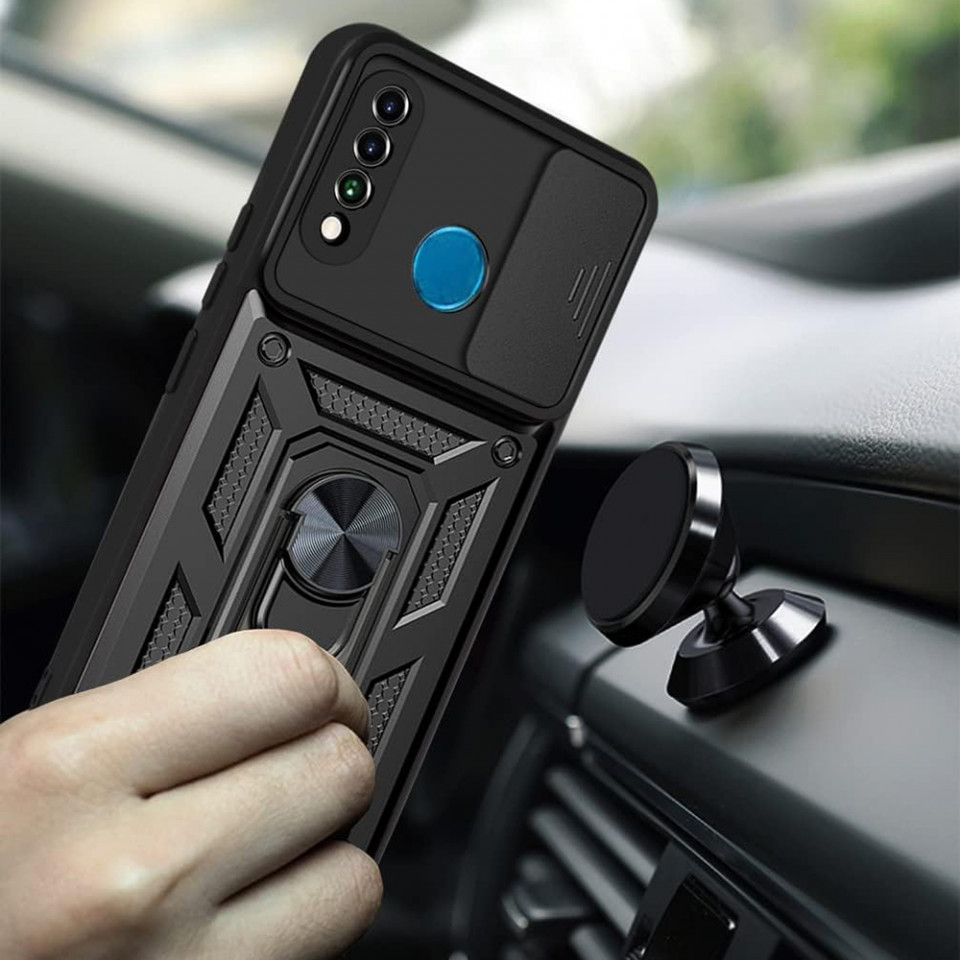 Husa Huawei P30 Lite cu inel magnetic, Techsuit CamShield - Negru - 1 | YEO