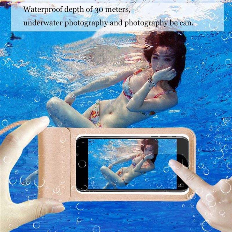Husa Impermeabila Telefon TWC1, Touch Functional, Pana la 6.5 inch, set cu sticker, Cyan - 3 | YEO