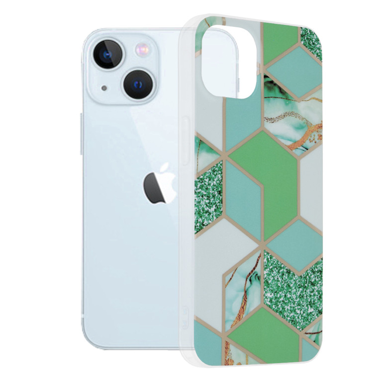 Husa iPhone 13 Marble Series, Techsuit - Green Hex