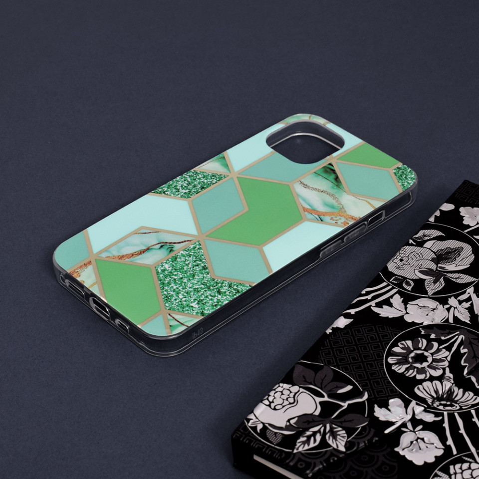 Husa iPhone 13 Marble Series, Techsuit - Green Hex - 3 | YEO