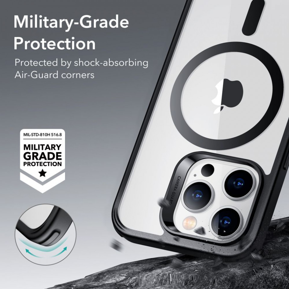 Husa iPhone 14 Pro, ESR Classic Hybrid HaloLock - Negru Transparent - 3 | YEO