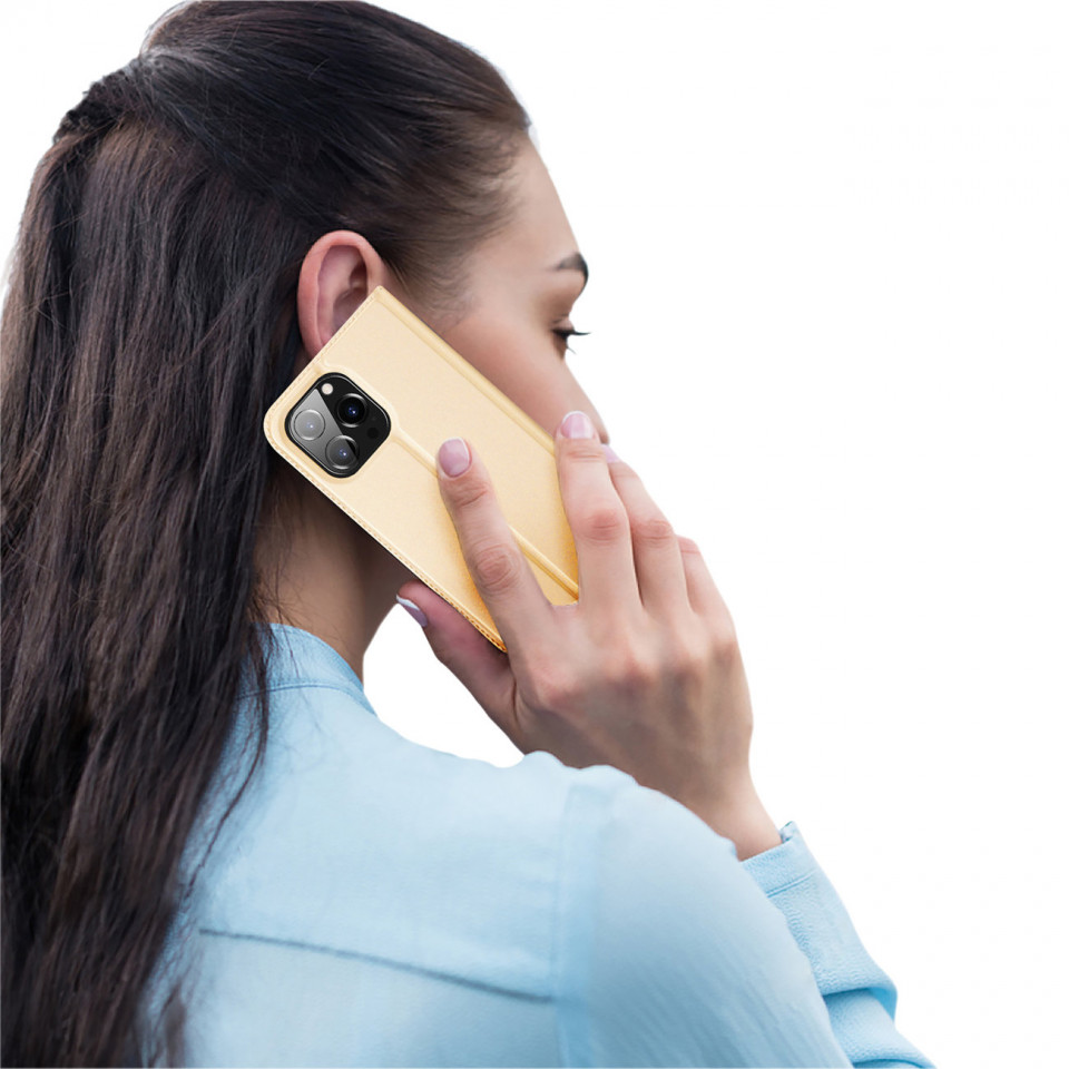 Husa iPhone 14 Pro Max tip carte, Skin Pro Dux Ducis - Auriu - 3 | YEO