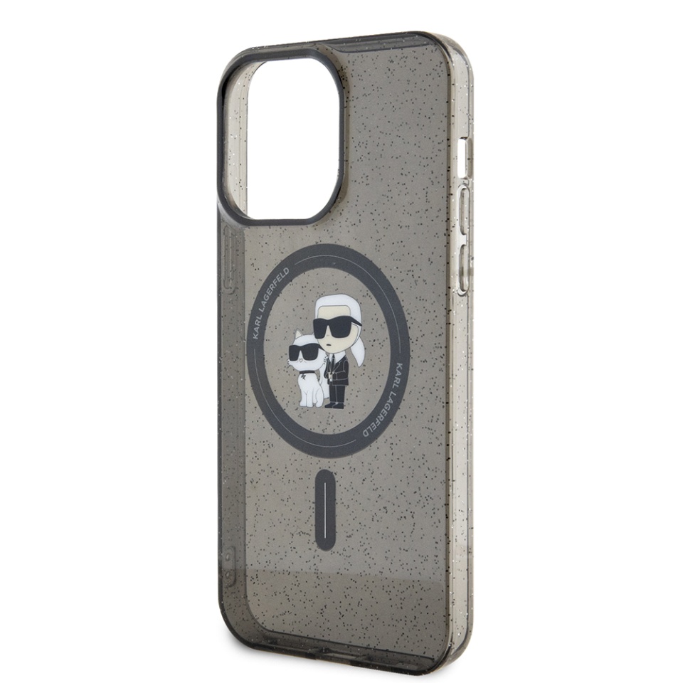 Husa iPhone 15 Pro Max Glitter MagSafe, Karl Lagerfeld - Black Karl & Choupette - 1 | YEO