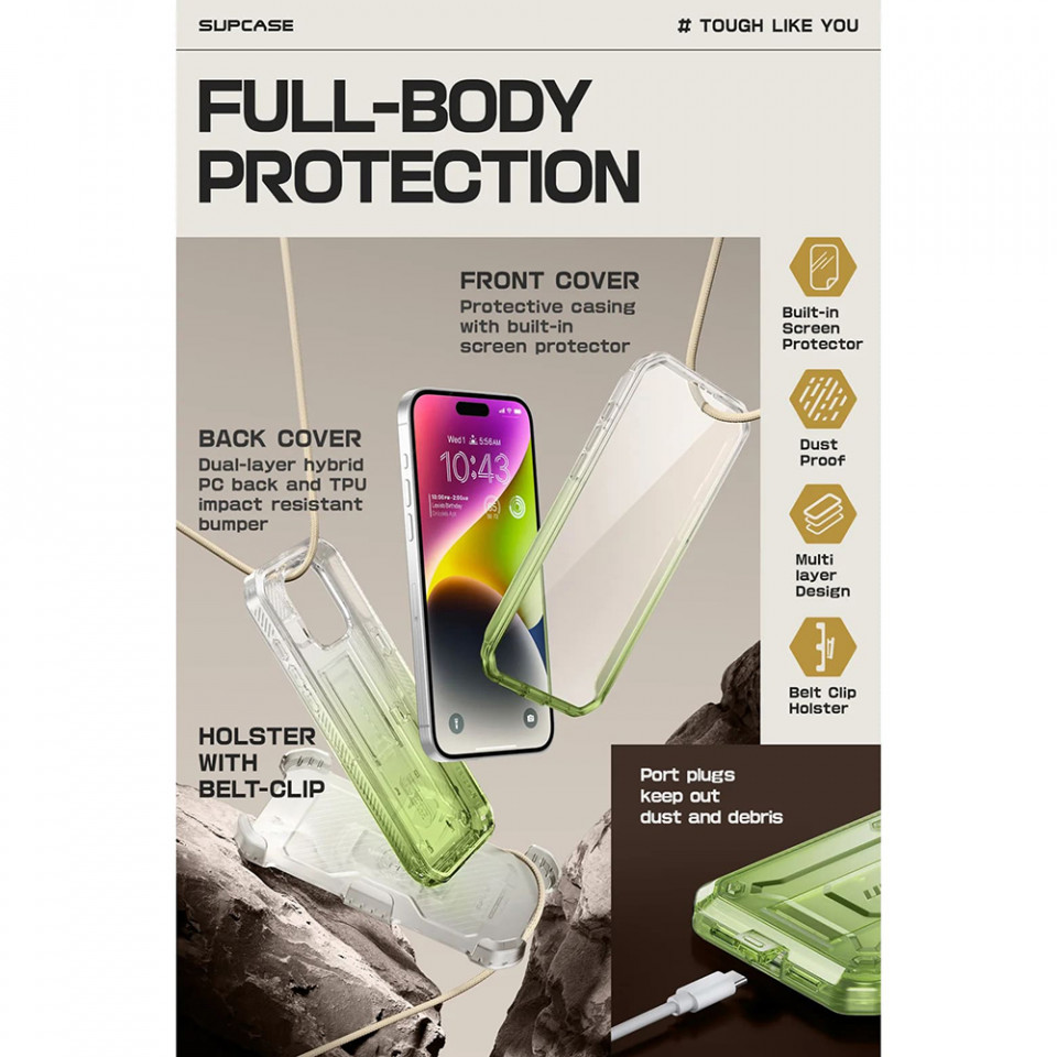 Husa iPhone 15 Pro Max, Supcase Unicorn Beetle Pro - Gradient Green - 3 | YEO