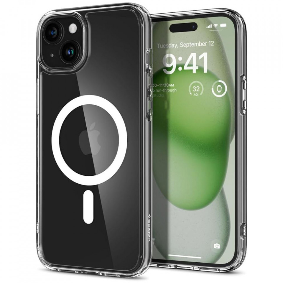 Husa iPhone 15, Spigen Ultra Hybrid MagSafe - Alb