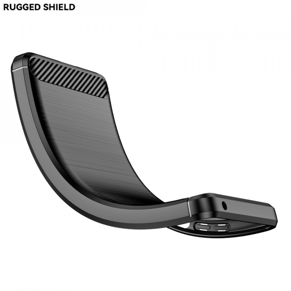 Husa Motorola Moto G200 5G din silicon, Slim, cu textura Fibra Carbon - Negru - 2 | YEO